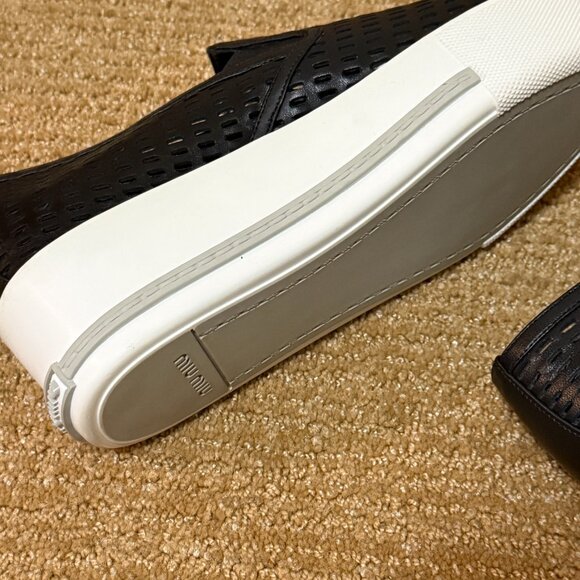 Miu Miu Platform Perforated Leather Metal Cap Toe Sneakers - Picture 6 of 9